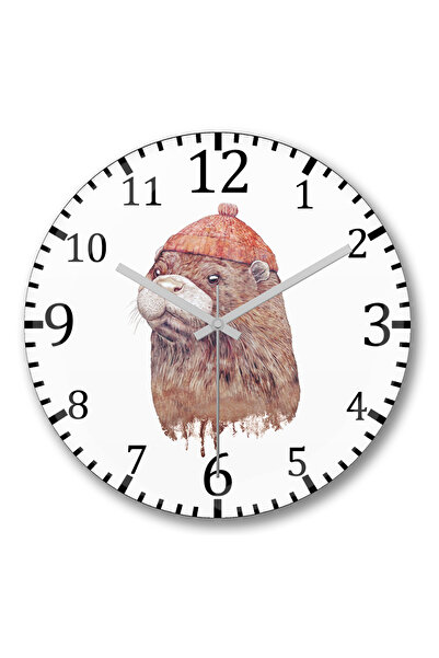 BASKI DÜNYASI Ceas de perete grafic Otter Otter din sticlă reală