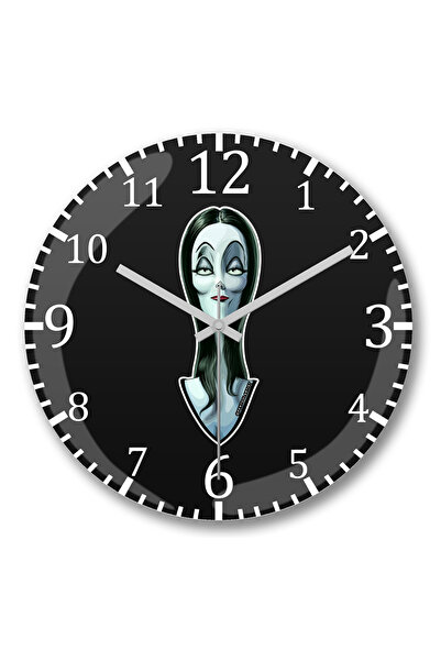BASKI DÜNYASI Ceas de perete Morticia The Ultimate Goth Wife din sticlă auten...