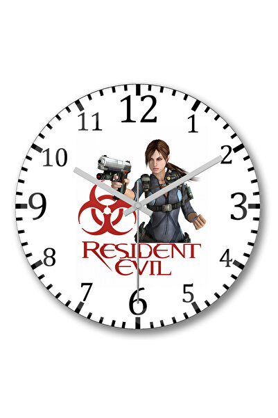 BASKI DÜNYASI ساعة حائط Resident Evil 2 من الزجاج الحقيقي المنحني