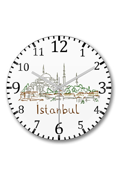 BASKI DÜNYASI Ceas de perete Itzy Font Collage din sticlă autentică bombată