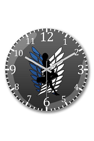 BASKI DÜNYASI ساعة حائط Attack On Titan Mikasa من الزجاج الحقيقي المنحني