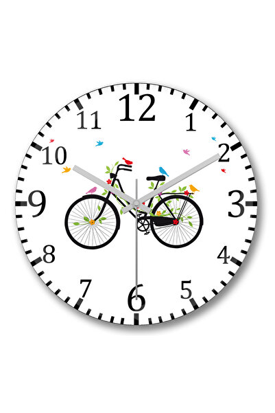 BASKI DÜNYASI Ceas de perete cu biciclete cu păsări din sticlă autentică bombată
