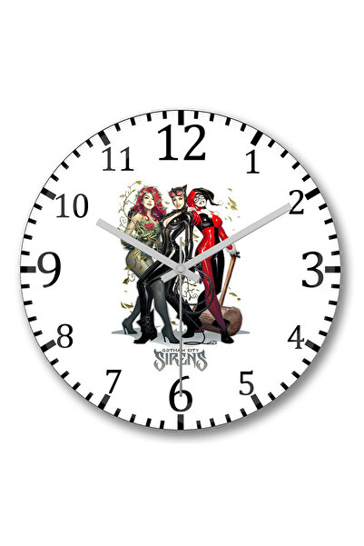 BASKI DÜNYASI ساعة حائط جوثام سيتي صفارات الإنذار من الزجاج الحقيقي