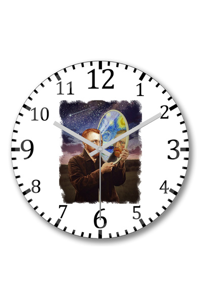 BASKI DÜNYASI ساعة حائط فان جوخ من الزجاج الحقيقي المنحني