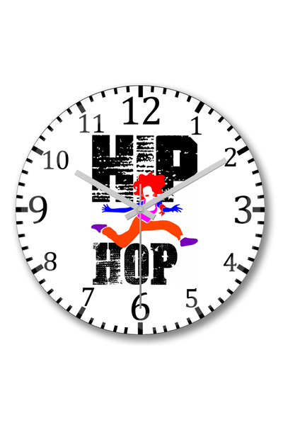 BASKI DÜNYASI ساعة حائط موسيقى الهيب هوب من الزجاج الحقيقي المنحني