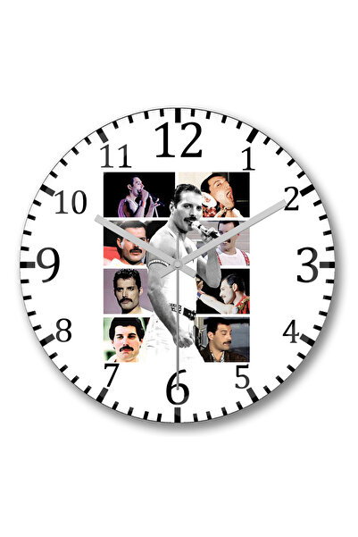 BASKI DÜNYASI ساعة حائط فريدي ميركوري من الزجاج الحقيقي المنحني