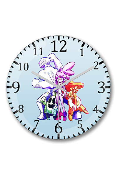 BASKI DÜNYASI Ceas de perete Poco Spike Shelly și Primo Brawl Stars din sticl...