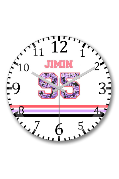 BASKI DÜNYASI ساعة حائط بي تي اس جيفين 95 من الزجاج الحقيقي المنحني