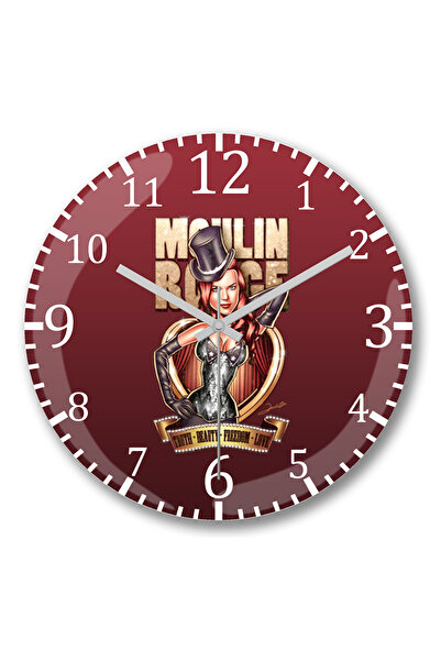 BASKI DÜNYASI Ceas de perete din satin Moulin Rouge din sticlă autentică bombată
