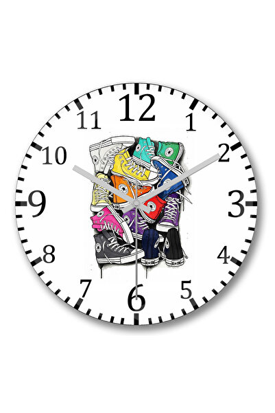 BASKI DÜNYASI Stylo Tenis 1 Ceas de perete Bombeli din sticlă autentică