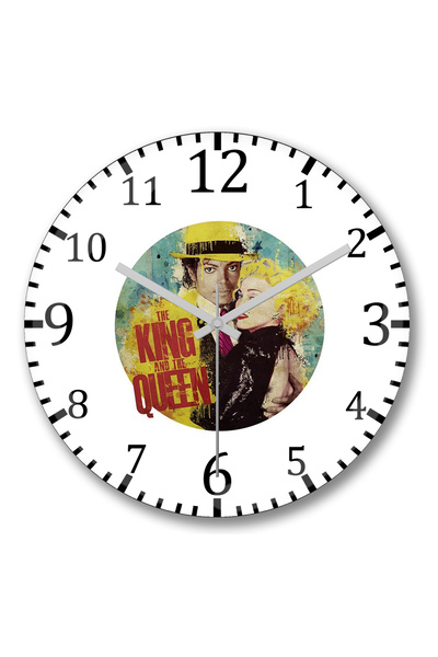 BASKI DÜNYASI Ceas de perete Regele și Regina din sticlă de veritabilă sticlă