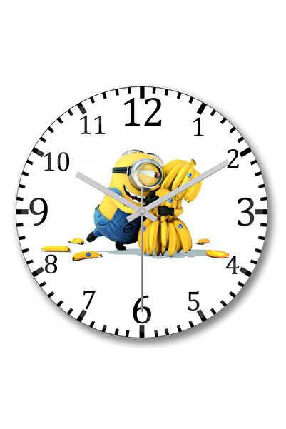 BASKI DÜNYASI ساعة حائط Minion2 من الزجاج الحقيقي المنحني