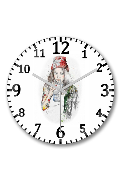 BASKI DÜNYASI ساعة حائط جاروتا تاتو من الزجاج الحقيقي المنحني