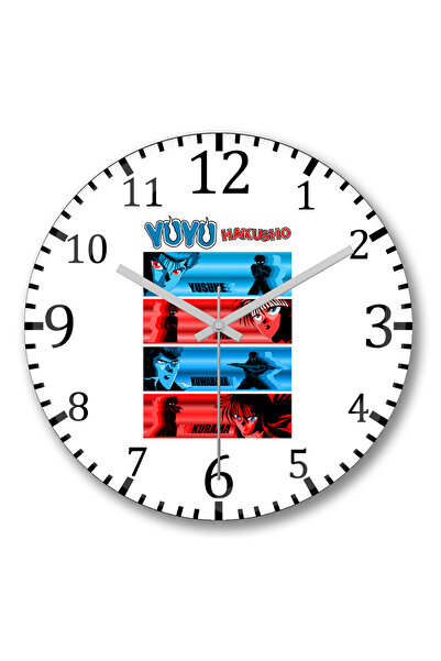 BASKI DÜNYASI ساعة حائط شخصية يو يو هاكوشو من الزجاج الحقيقي المنحني