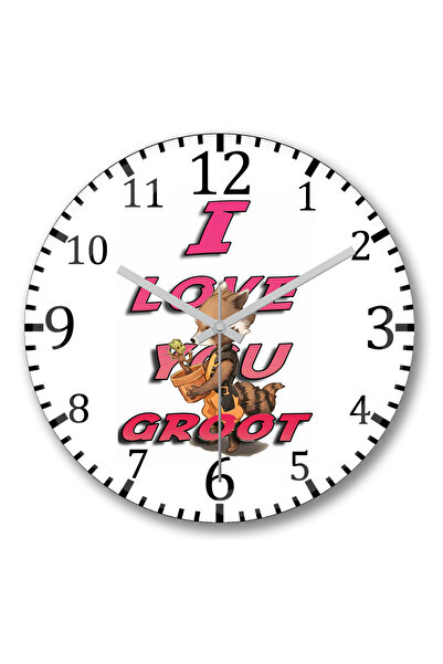 BASKI DÜNYASI ساعة حائط أنا أحبك جروت من الزجاج الحقيقي المنحني