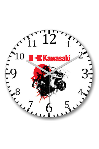 BASKI DÜNYASI ساعة حائط كاواساكي نينجا على الطراز الياباني من الزجاج الحقيقي المنحني