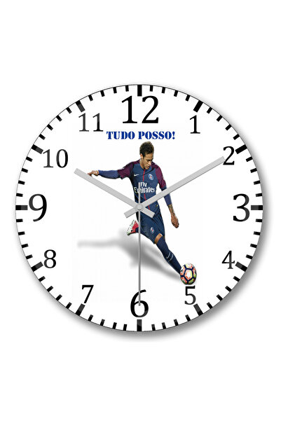 BASKI DÜNYASI نيمار جونيور توودو بوسو ساعة حائط من الزجاج الحقيقي المنحني