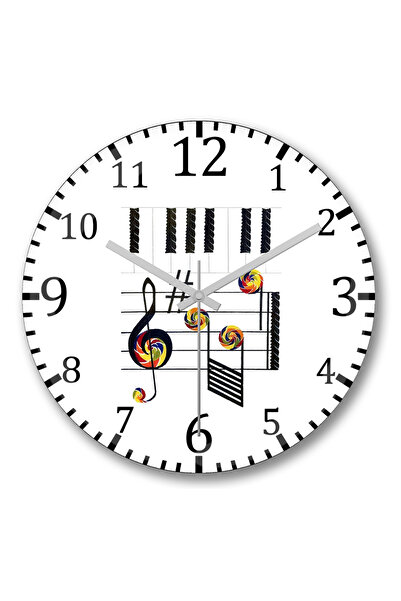 BASKI DÜNYASI Pian Pian Note muzicale Ceas de perete din sticlă autentică