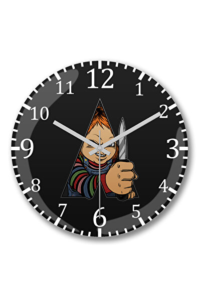 BASKI DÜNYASI Ceas de perete Chucky A Doll Work, culoare portocalie, din sticlă autentică