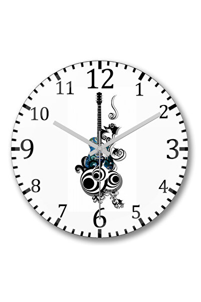 BASKI DÜNYASI Ceas de perete cu chitară Love Guitar, din sticlă autentică
