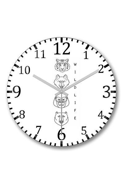 BASKI DÜNYASI Ceas de perete Wild Life din sticlă autentică bombată