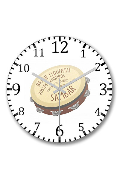 BASKI DÜNYASI Ceas de perete Brasil Pandeiro din sticlă autentică bombată