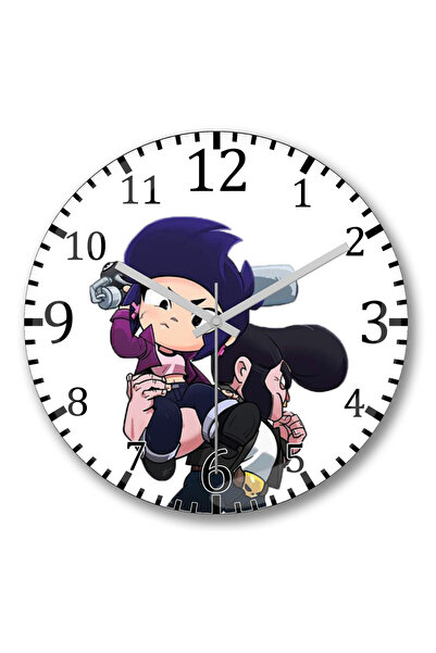 BASKI DÜNYASI Ceas de perete Bibi și Bull Brawl Stars din sticlă autentică bo...