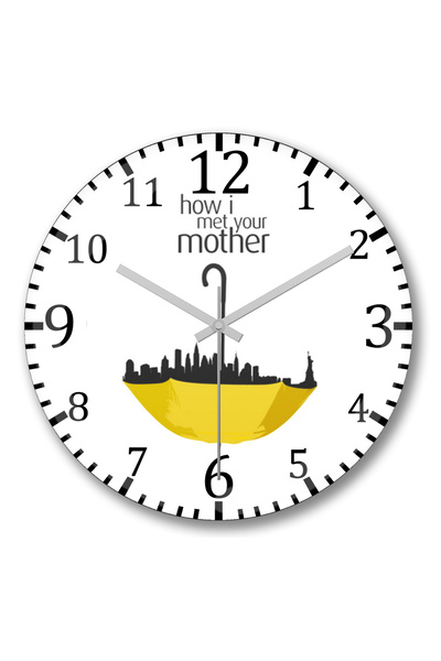 BASKI DÜNYASI ساعة حائط كيف قابلت والدتك من الزجاج الحقيقي المنحني