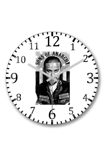 BASKI DÜNYASI ساعة حائط أبناء الفوضى الرئيس جاكس تيلر من الزجاج الحقيقي المنحني