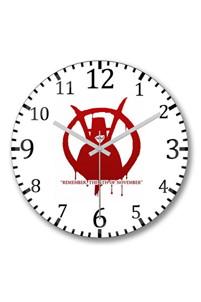 BASKI DÜNYASI V de Vinganca تذكر 5 نوفمبر ساعة الحائط الزجاجية المنحنية