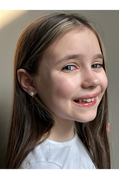 LITTLELUXE Minik Kuş Motifli 925 Ayar Gümüş Kız Çocuk Küpesi, Gümüş Kız Bebek Küpesi