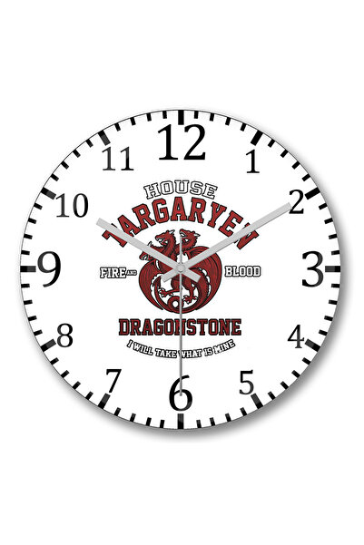 BASKI DÜNYASI Ρολόι τοίχου Game of Thrones House Targaryen2 από κυρτό γυαλί