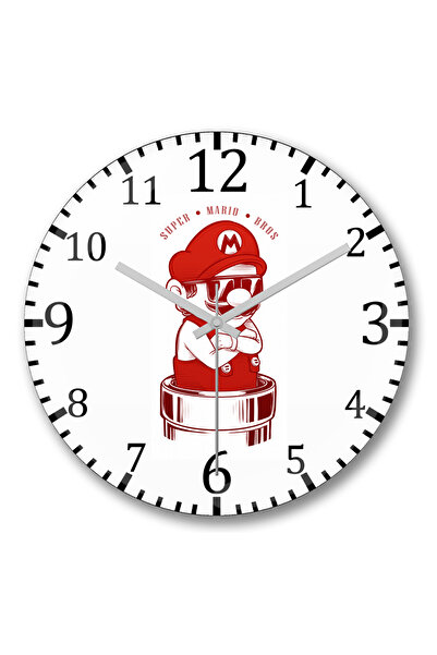 BASKI DÜNYASI Ceas de perete Super Mario Bros din sticlă autentică bombată