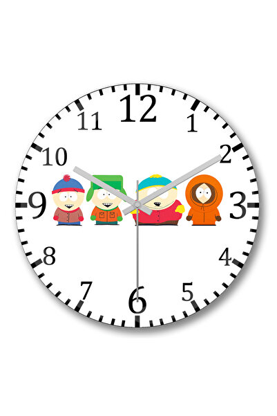 BASKI DÜNYASI ساعة حائط ساوث بارك إريك كارتمان 010 من الزجاج الحقيقي المنحني