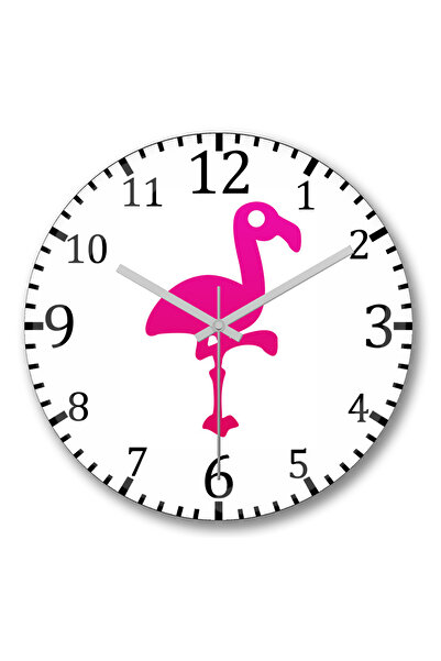 BASKI DÜNYASI Ceas de perete Pink Baby Flamingo 2 din sticlă autentică bombată