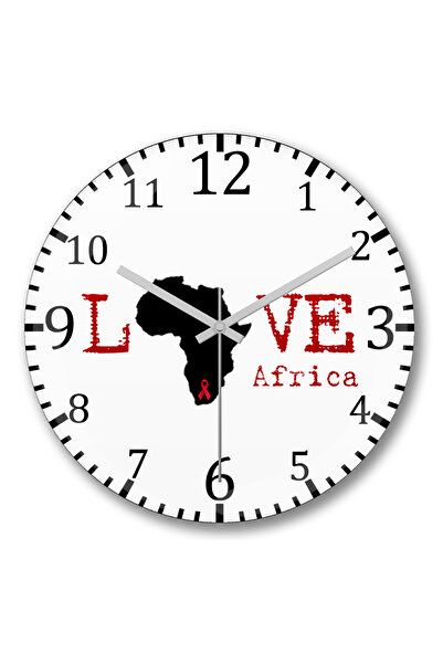 BASKI DÜNYASI Ceas de perete I Love Africa din sticlă autentică bombată