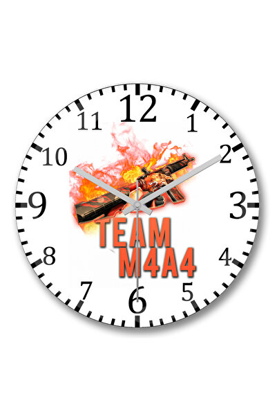 BASKI DÜNYASI Ceas de perete Cs Go Counter Strike Team M4A4 din sticlă autentică bombată