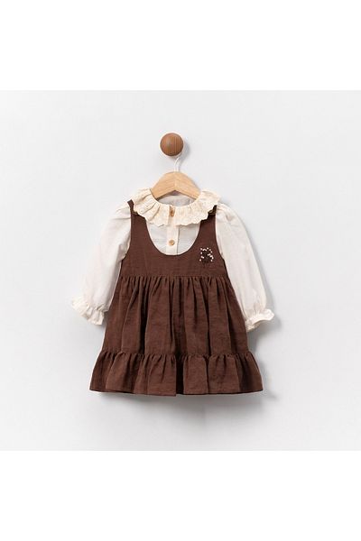 ministok Alegra Ruffle Neckline Blush Baby Girl Dress