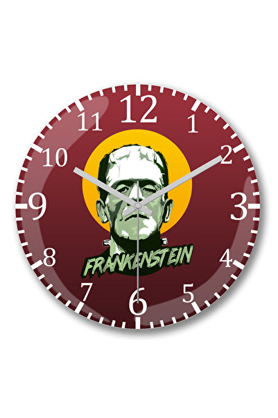 BASKI DÜNYASI ساعة حائط فرانكنشتاين من الزجاج الحقيقي المنحني