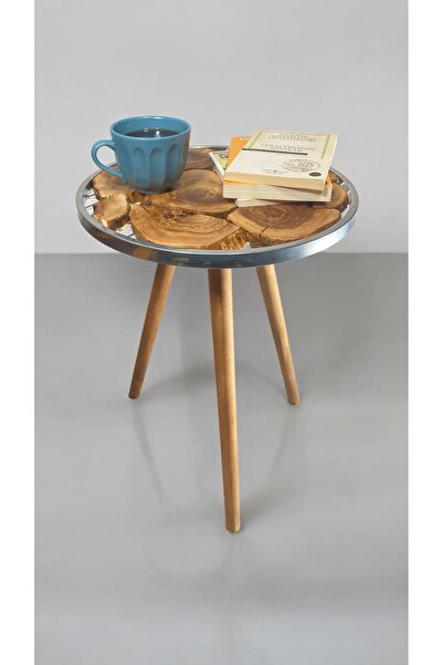 Home Olivia Zeytin Ağacı Gümüş Krom Üst Yuvarlak Çember Çerçeveli Dekoratif Y...
