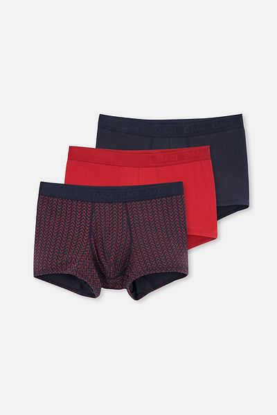 Dagi Red-Navy Blue 4210 3-Piece Patterned Micro Modal Boxer