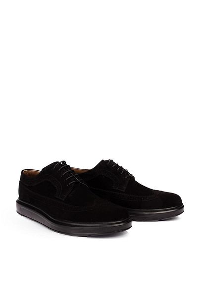 Deery Γνήσια Suede Black Comfort Casual Ανδρικά Παπούτσια