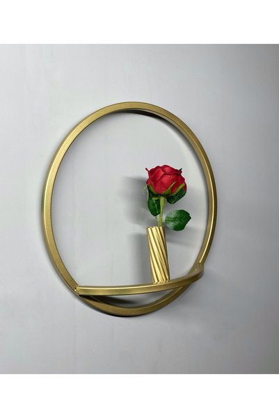 Home Gold Çember Çiçeklik | Modern Dekoratif Metal Duvar Çiçeklik