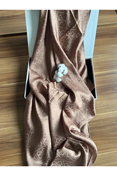 VaVscarfs G Pattern Silky Jacquard Shawl Light Brown