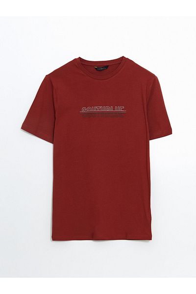 LC Waikiki Ανδρικό μπλουζάκι LCW Crew Neck με εμπριμέ χτενισμένο βαμβάκι