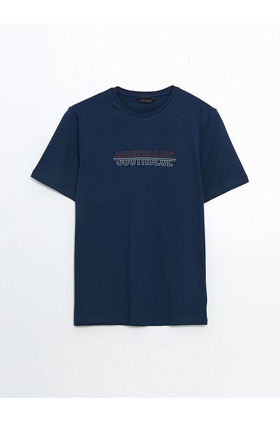 LC Waikiki Ανδρικό μπλουζάκι LCW Crew Neck με εμπριμέ χτενισμένο βαμβάκι