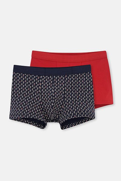 Dagi Red-Navy Blue 5210 2-Piece Patterned Cotton Boxer