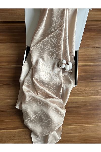 VaVscarfs G Pattern Silky Jacquard Shawl Mink