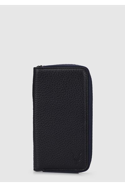 Carrera Navy Blue Car006 Navy Blue Genuine Leather Wallet