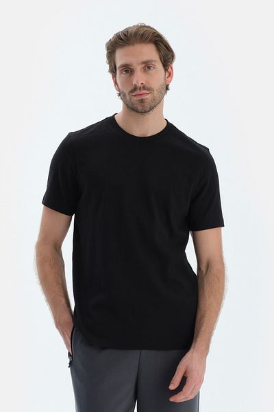 Dagi Μπλουζάκι με μαύρο Silk Finish Interlock Crew Neck